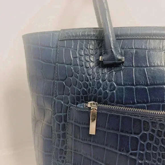 Halogen Blue Faux Crocodile Handbag - Picture 5 of 11